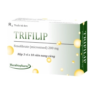 Trifilip 200mg Herabiopharm 3 vỉ x 10 viên (Fenofibrat micronised)