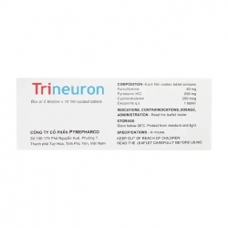Trineuron Pymepharco 5 vỉ x 10 viên - Điều trị bệnh do vitamin nhóm B Trineuron Pymepharco 5 vỉ x 10 viên - Điều trị bệnh do vitamin nhóm B