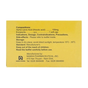Ubiheal 100 Nam Hà 5 vỉ x 6 viên Alpha lipoic acid (Thioctic acid) Ubiheal 100 Nam Hà 5 vỉ x 6 viên Alpha lipoic acid (Thioctic acid)