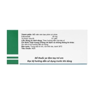 Uloxoric 40mg Herabiopharm 10 vỉ x 10 viên (Febuxostat)