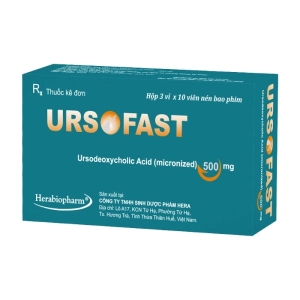 Ursofast 500mg Herabiopharm 3 vỉ x 10 viên (Ursodeoxycholic acid)