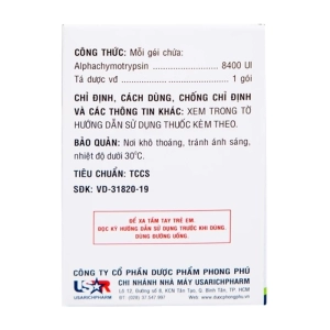 Usaralphar 8400 UI Usarichpharm 30 gói x 1g (Alphachymotrypsin)