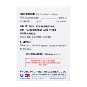 Usaralphar 8400 UI Usarichpharm 30 gói x 1g (Alphachymotrypsin)