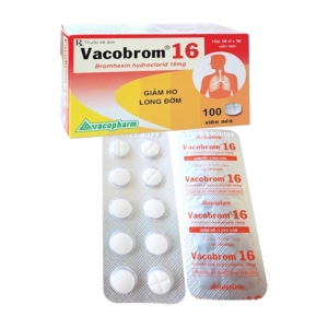Vacobrom 16 Vacopharm 10 vỉ x 10 viên (Bromhexin hydroclorid)