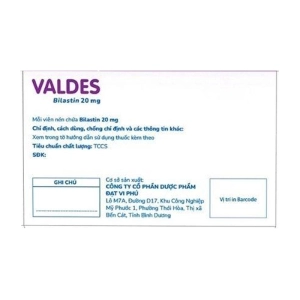 Valdes 20mg Davipharm 3 vỉ x 10 viên (Bilastin)