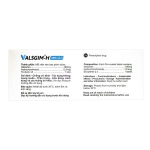 Valsgim H 160/12.5 Agimexpharm 2 vỉ x 14 viên