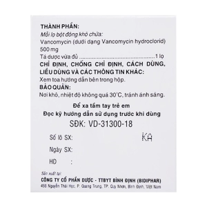 Vancomycin 500mg Bidiphar 10 lọ (Vancomycin)