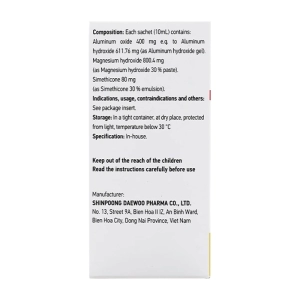 Varogel Shinpoong Daewoo 20 gói x 10ml (Nhôm hydroxyd + Magnesi hydroxyd + Simethicon)