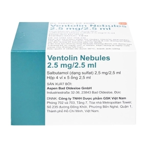 Ventolin Nebules 2.5mg GSK 4 vỉ x 5 ống x 2.5ml (Salbutamol sulfate)