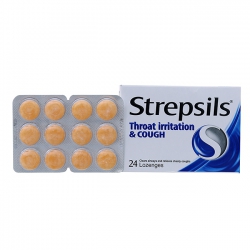 Viên ngậm Strepsils throat irritation & Cough, Hộp 24 viên Viên ngậm Strepsils throat irritation & Cough, Hộp 24 viên