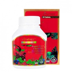 Viên nhai bổ máu Vitatree Super Iron Chewable, Chai 90 viên