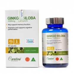 Viên uống bổ não Careline Ginkgo Biloba 2500mg, Chai 60 viên Viên uống bổ não Careline Ginkgo Biloba 2500mg, Chai 60 viên