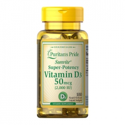 Viên uống bổ sung Puritan's Pride Vitamin D3 50mcg, Chai 100 viên Viên uống bổ sung Puritan's Pride Vitamin D3 50mcg, Chai 100 viên