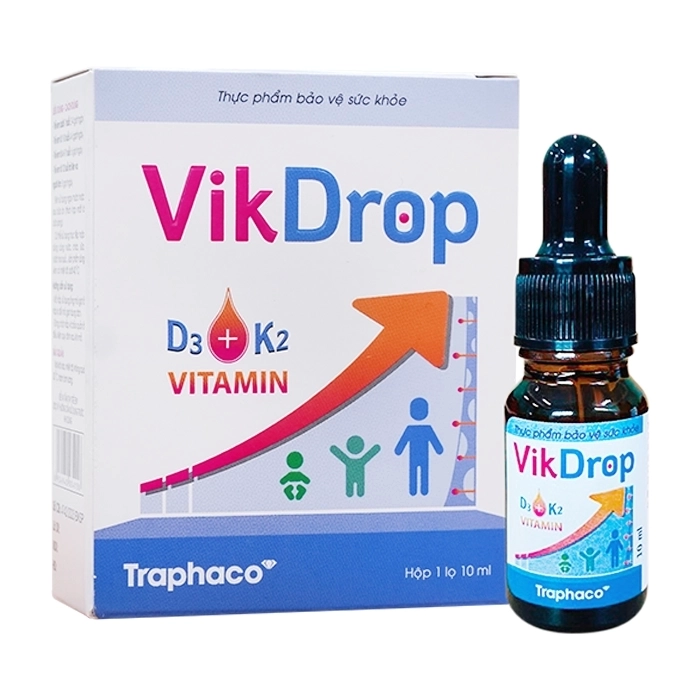 Vikdrop D3 + K2 Vitamin Traphaco 10ml - Bổ sung Vitamin D3, Vitamin K2 cho cơ thể