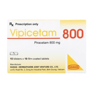 Vipicetam 800 Hasan 10 vỉ x 10 viên Vipicetam 800 Hasan 10 vỉ x 10 viên