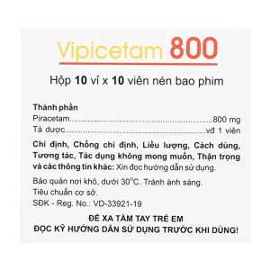 Vipicetam 800 Hasan 10 vỉ x 10 viên Vipicetam 800 Hasan 10 vỉ x 10 viên