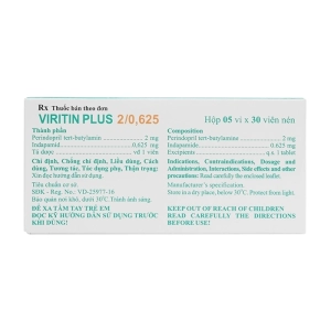 Viritin Plus 2/0.625 Hasan 5 vỉ x 30 viên (Perindopril tert-butylamin + Indapamid)