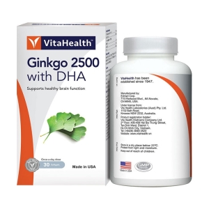 Ginkgo 2500 with DHA VitaHealth 30 viên - Viên uống bổ não