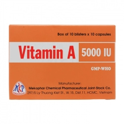 Vitamin A 5000IU Mekophar 10 vỉ x 10 viên Vitamin A 5000IU Mekophar 10 vỉ x 10 viên