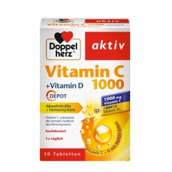 Vitamin C 1000mg + Vitamin D Doppelherz, Hộp 30 viên Vitamin C 1000mg + Vitamin D Doppelherz, Hộp 30 viên