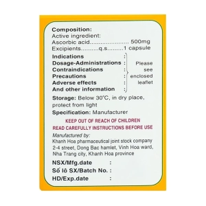 Vitamin C 500mg Khapharco 10 vỉ x 10 viên (Vitamin C)