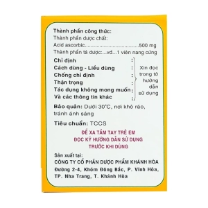 Vitamin C 500mg Khapharco 10 vỉ x 10 viên (Vitamin C)