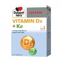 Vitamin D3 K2 Doppelherz, Hộp 30 viên Vitamin D3 K2 Doppelherz, Hộp 30 viên