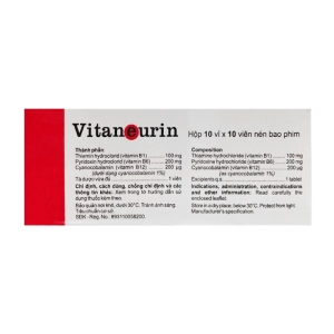 Vitaneurin Hasan 10 vỉ x 10 viên ( Vitamin B1 + Vitamin B6 + Vitamin B12)