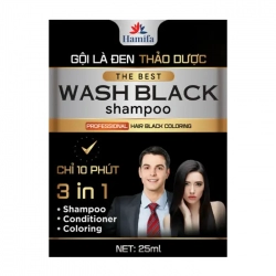 Wash Black Shampoo 3 in 1 Hamifa 6 gói x 25ml - Dầu gội là đen thảo dược Wash Black Shampoo 3 in 1 Hamifa 6 gói x 25ml - Dầu gội là đen thảo dược