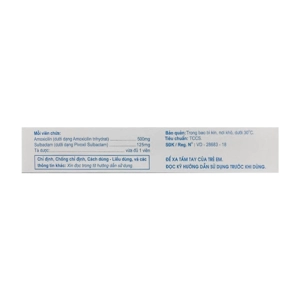 Zelfamox 500/125 DT. Pharbaco 2 vỉ x 7 viên (Amoxicillin + Sulbactam)