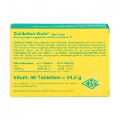 Zinkletten Verla Zinc + C Typ Orange 2 vỉ x 25 viên - Viên ngậm bổ sung Kẽm và Vitamin C