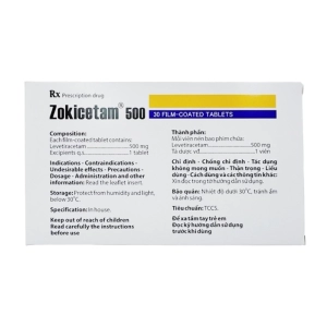 Zokicetam 500 Agimexpharm 3 vỉ x 10 viên (Levetiracetam)
