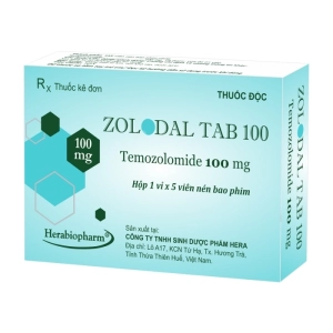 Zolodal Tab 100 Herabiopharm 1 vỉ x 5 viên (Temozolomide)