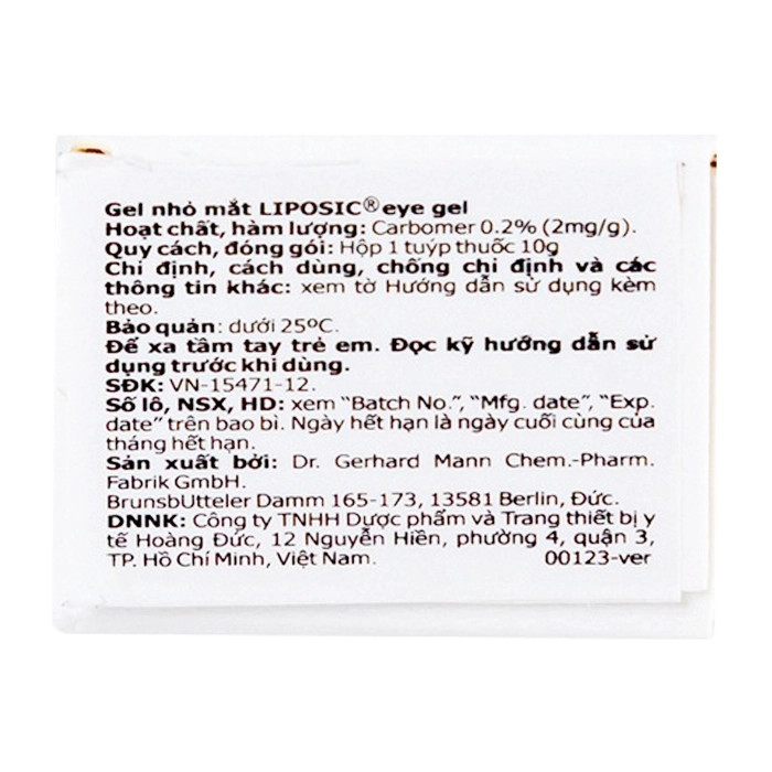 Liposic Eye Gel Bausch Lomb tuýp 10g (Carbomer)