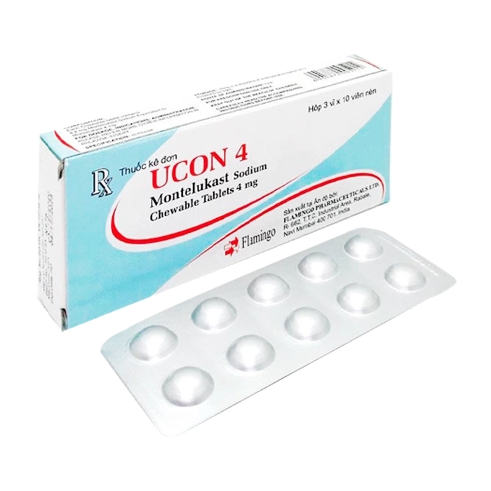 Ucon 4 Flamingo 3 vỉ x 10 viên (Montelukast) Ucon 4 Flamingo 3 vỉ x 10 viên (Montelukast)