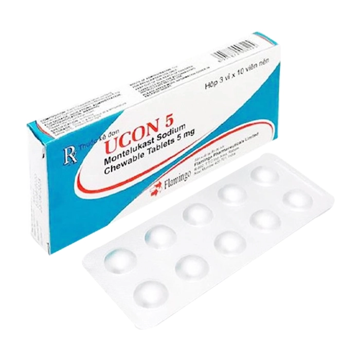 Ucon 5 Flamingo 3 vỉ x 10 viên (Montelukast) Ucon 5 Flamingo 3 vỉ x 10 viên (Montelukast)
