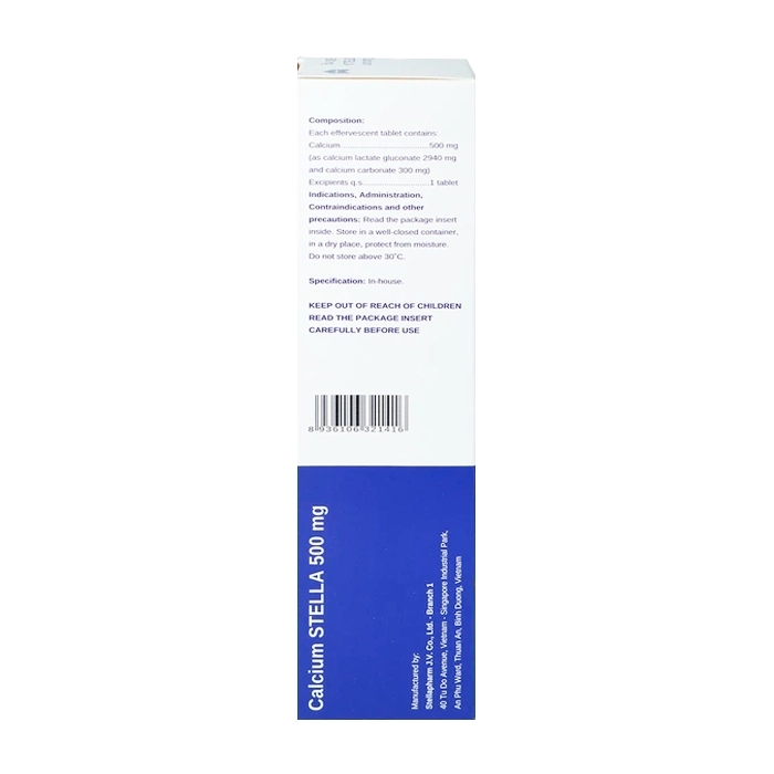 Calcium Stella 500mg 20 viên Calcium Stella 500mg 20 viên